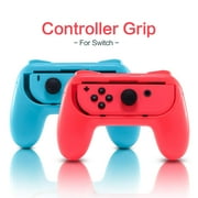 Beastron Grips Compatible with Nintendo Switch Joy Cons, Wear-Resistant Handle, 2 Pack (Red & Blue) (Matte Finish)