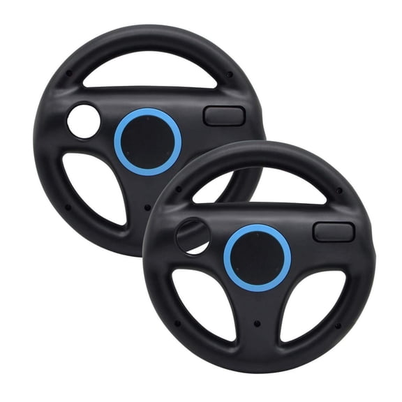 Beastron Racing Wheel Compatible with Wii and Wii U Racing Games - 2 Pack, Black