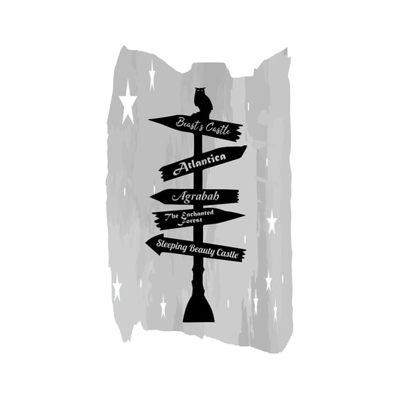 Beasts Castle Atlantica Agrabab Beauty Castle Cartoon Direction Board Wall Design Wall Art Sticker Designs Vinyl Stickers For Home House Walls Rooms Windows Bedroom Decoration Size (12x12 inch)
