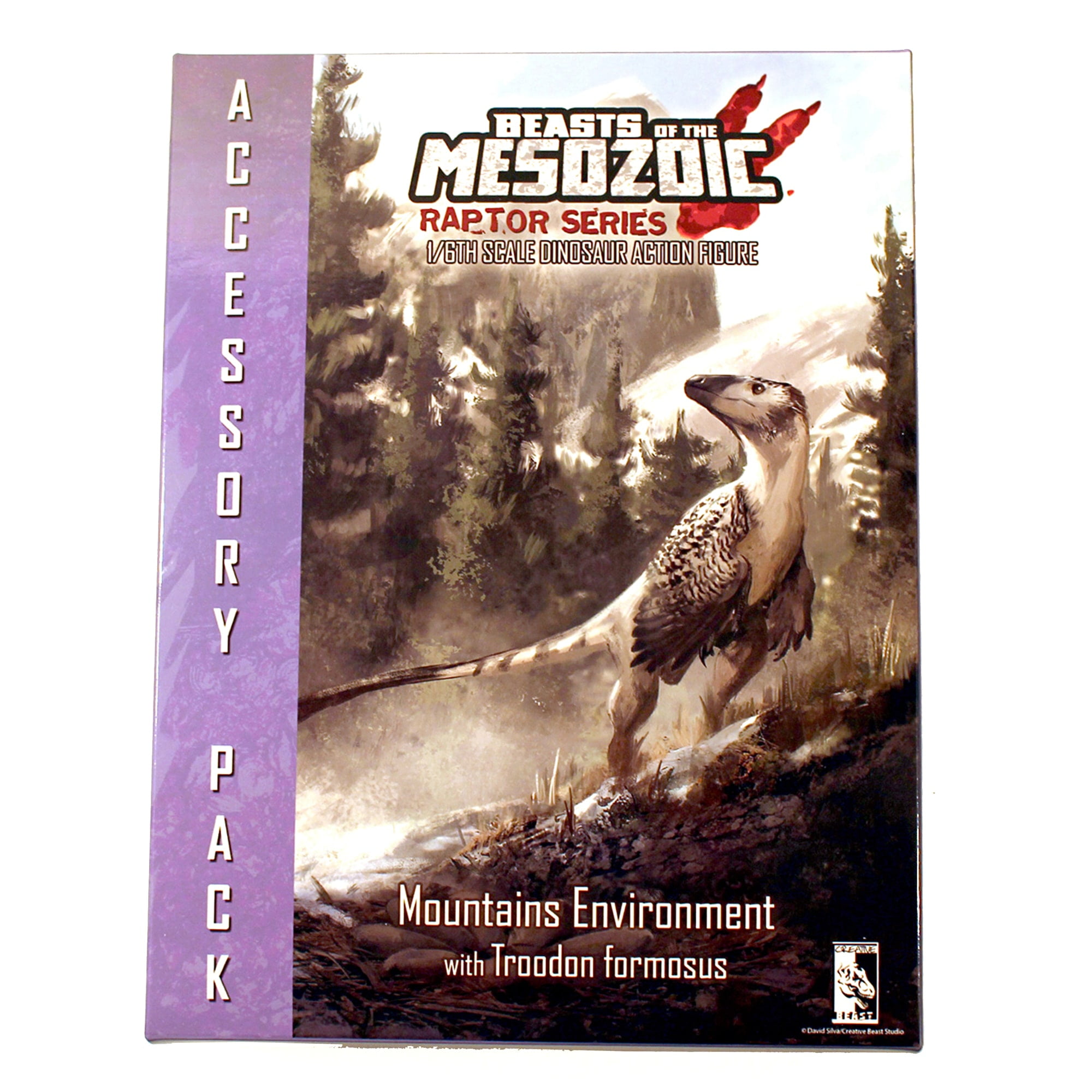 Beasts Of The Mesozoic: Accessory Pack: Mountains Environment With Troodon F. Juvenile - 1/6th Scale Dinosaur Action Figure Set, Hand-Painted