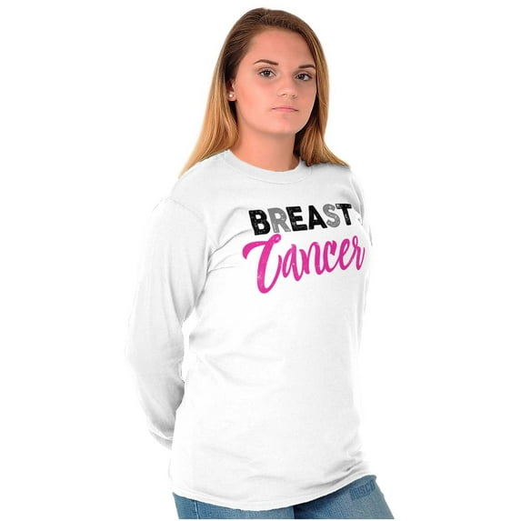 Beat Breast Cancer Support Awareness Women Plus Size Long Sleeve Graphic Tee Brisco Brands 3X
