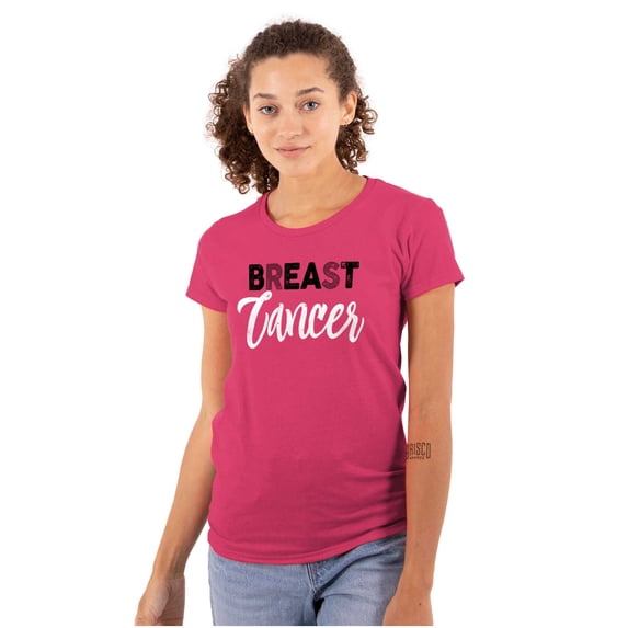Beat Breast Cancer Support Awareness Womens Slim Fit Graphic Tee Brisco Brands S
