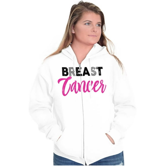 Beat Breast Cancer Support Awareness Zip Hoodie Sweatshirt Women Brisco Brands M