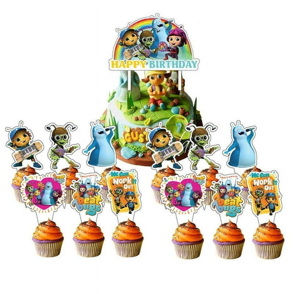 Beat Bugs Cake Topper Cupcake Set Party Supplies Decoration Birthday Decor Kit