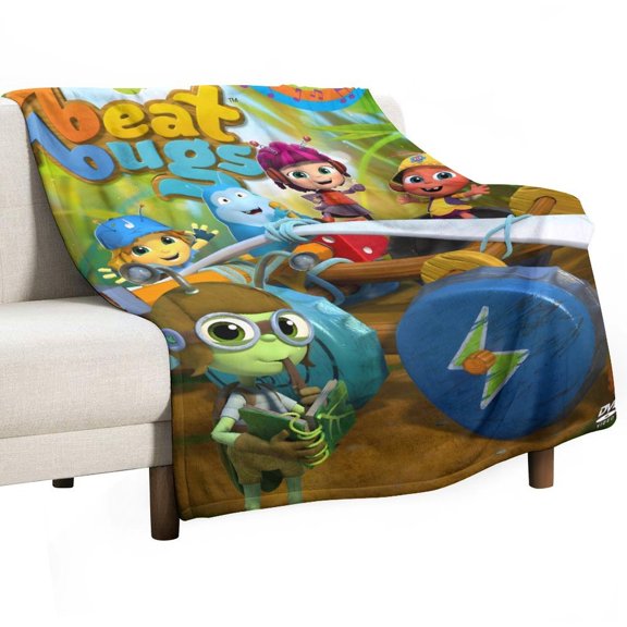Beat Bugs Theme Anti-Pilling Flannel Blanket Soft Lightweight Plush Fuzzy Cozy Luxury Blanket for Home and Kitchen Use Perfect for Kids and Adults 30"*40"