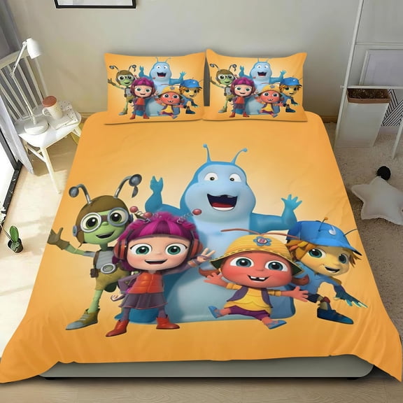 Beat Bugs Themed Bed Sheet Set Three Piece Set 53x79 Inches Comfortable And Skin Friendly Unique Design Creating A Star Studded Night