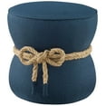 thumbnail image 1 of Beat Nautical Rope Upholstered Fabric OttomanBlue, 1 of 5