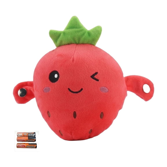 Beat Sensing Strawberry Plush, Interactive Musical Stuffed Animal with Touch Activated Piano Sounds, Family Fun Singing Doll for All Ages