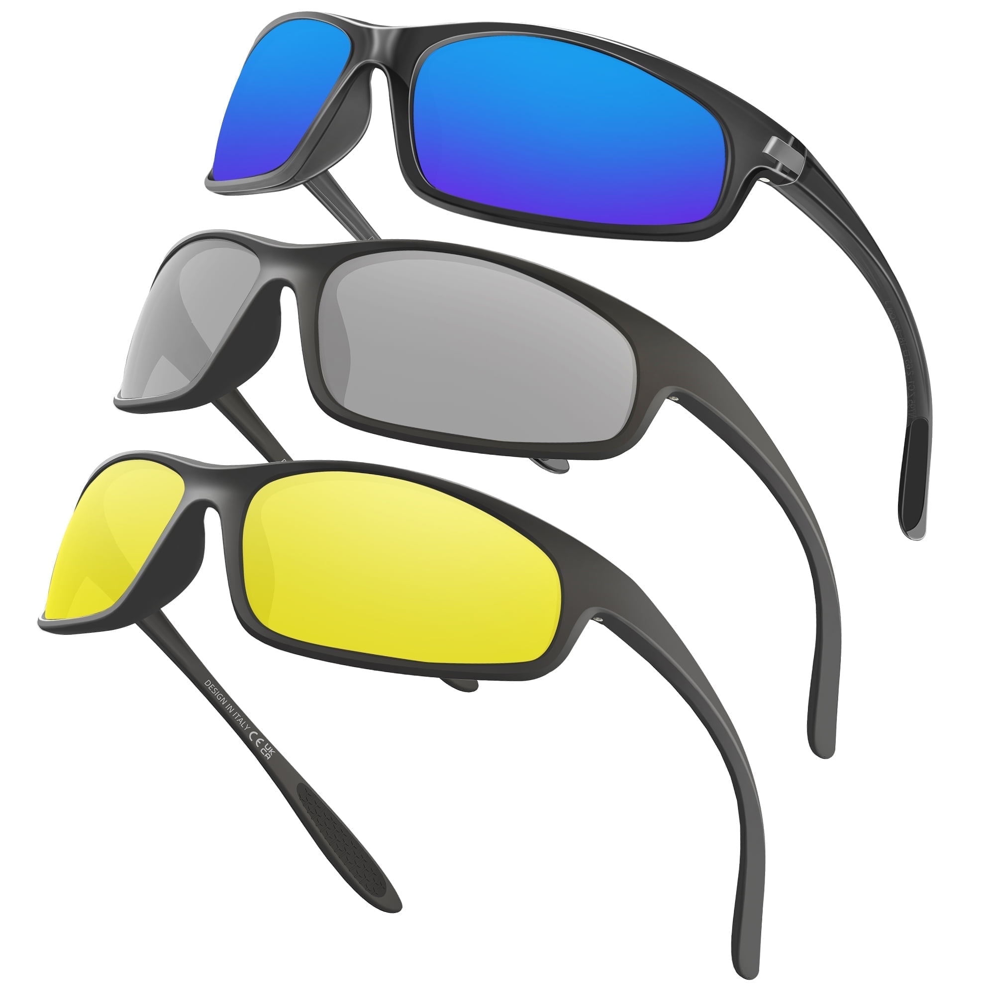 CAREFULLY Sports Sunglasses for Men Women UV400 Protection 3 Pack Set