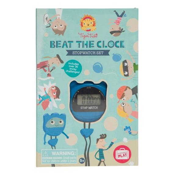 Tiger Tribe Beat The Clock: Stopwatch Set for Kids with 36 Interactive Time-Based Activities, Indoor & Outdoor Fun, Educational & Engaging Gift