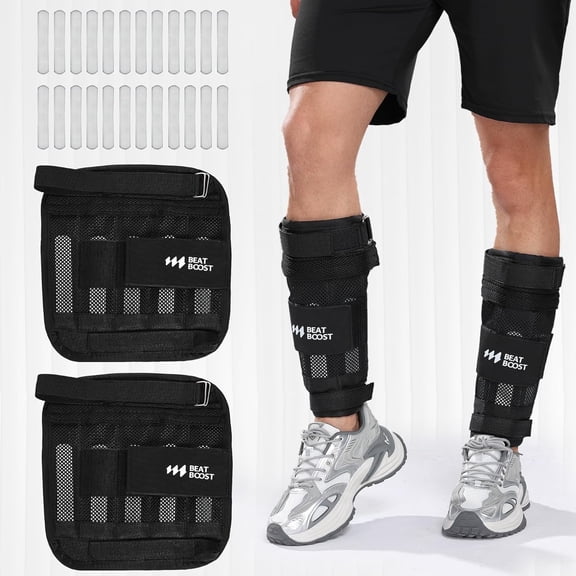 BeatBoost Adjustable 20lb Ankle Weights Loss Strength Training for Men Walking Exercise Workout Aerobics