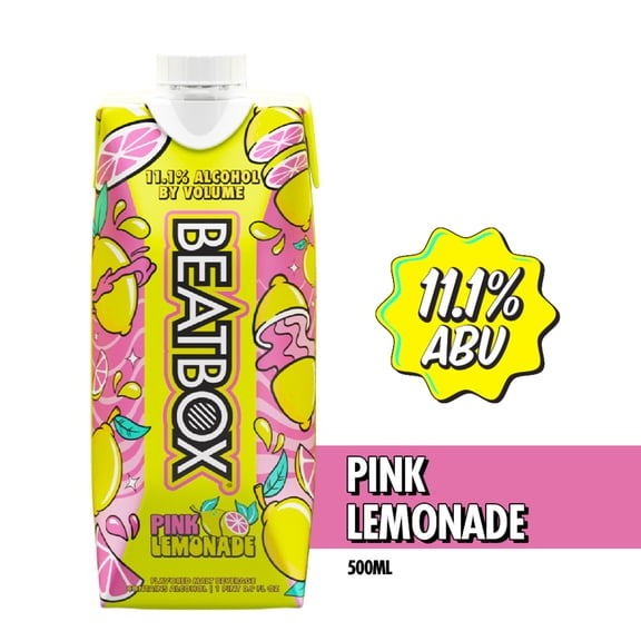 BeatBox Pink Lemonade Malt Party Punch Cocktail, 500ml Tetra, 11.1% ABV