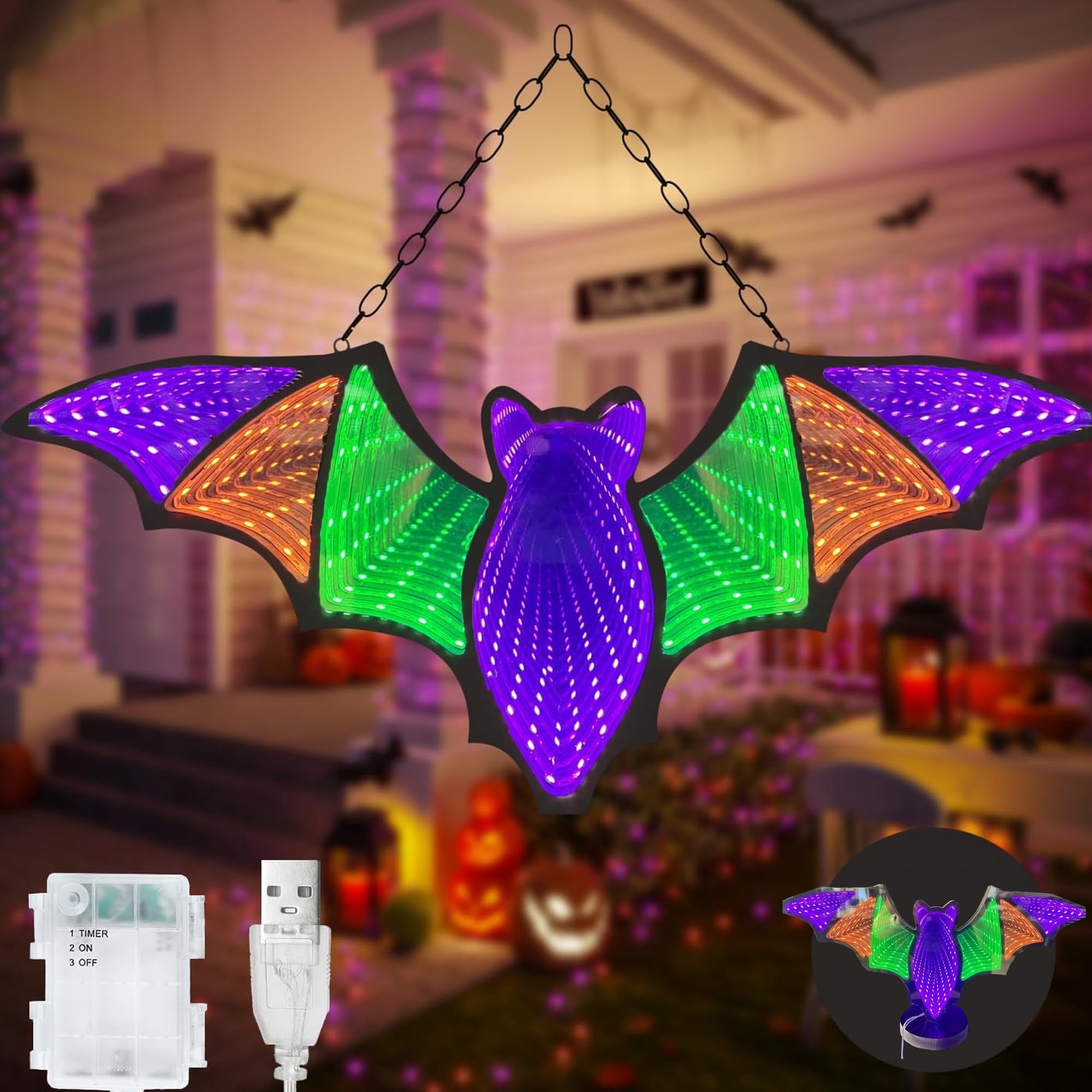 Beatineon Bat Infinity Mirror Light, USB & Battery Powered with 6H ...
