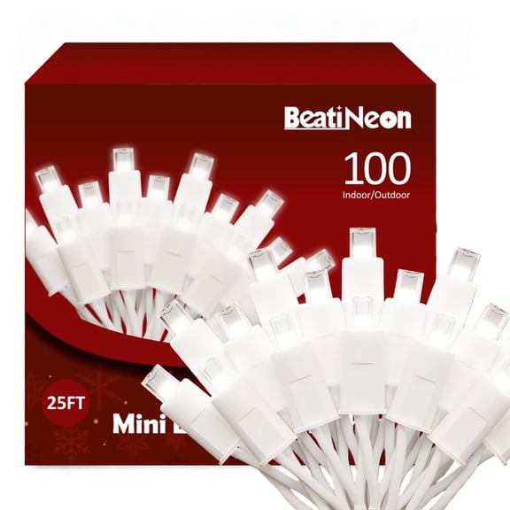 Beatineon 100 LED Christmas String Lights, 25ft IP68 Waterproof Outdoor LED String, Connectable for Patio, Fence & Holiday Decor, ETL Listed,White