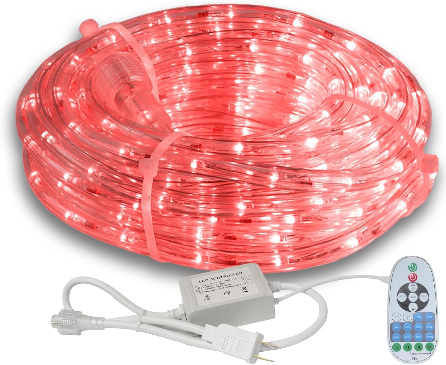 Cuttable Rope Beatineon 33FT Rope Lights Outdoor with Remote,Cuttable Connectable ...