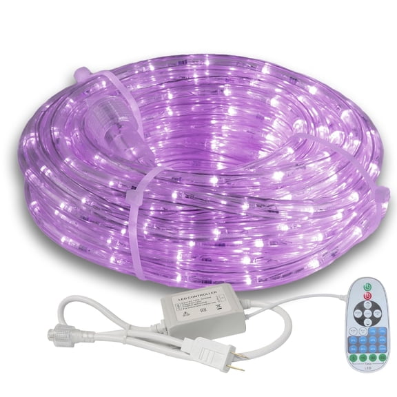 Beatineon 33FT Rope Lights Outdoor with Remote,Cuttable Connectable, 300LEDs Strip Lights with Adjustable Brightness Waterproof with Plug for Patio, Christmas Decoration (Purple)