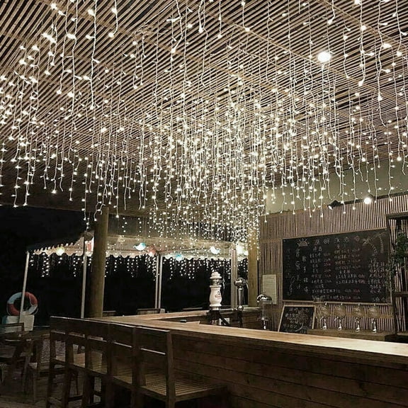 Beatineon 400 LED Curtain Lights, 9.8x6.5Ft, Plug in Window Curtain Lights, Hanging Christmas String Lights for Bedroom Garden Wedding Party Outdoor Indoor Wall Decorations,Warm White