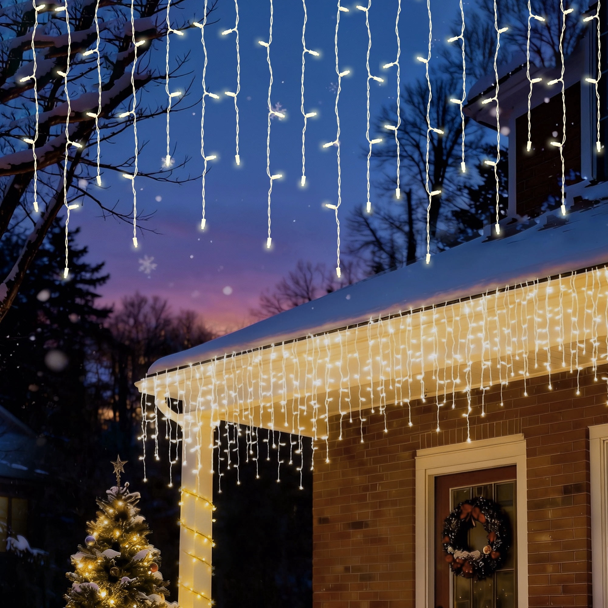 Beatineon 70-Light 7ft LED Icicle String Lights, Full Twinkle Effect ...
