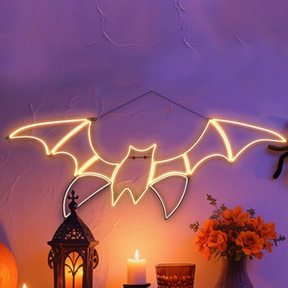 Beatineon Bat Neon Sign, Animated Halloween Decor with Sturdy Metal Frame, Dimmable Wall Art with Timer & Speed Control for Indoor Haunted House Party