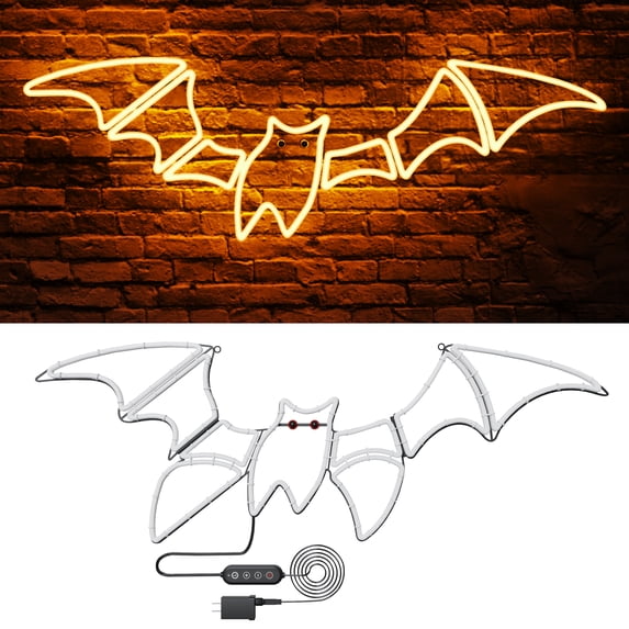 Beatineon Bat Neon Sign, Animated Halloween Decor with Sturdy Metal Frame, Dimmable Wall Art with Timer & Speed Control for Indoor Haunted House Party