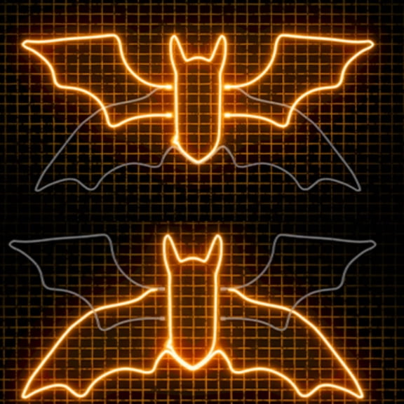 Beatineon Bat Neon Sign, Animated Halloween Wall Decor with Sturdy Metal Frame, Dimmable Orange Neon Light with Timer & Speed Control for Haunted House Party