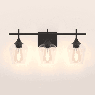 Homechoose 3-Light Matte Black Dimmable Vanity Lights with Clear Glass Globe Shades