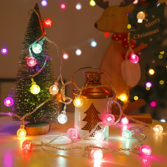 Beatineon Globe Ball String Lights, 50 LED Battery Powered 16.5 FT for Indoor/Outdoor Decoration Commercial Christmas Tree Decorative Fairy Light, Bedroom, Patio (RGYB)