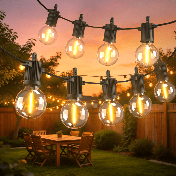 Beatineon Outdoor String Lights,100 Feet Led Patio Globe Lights with Plastic Bulbs,Waterproof,Shatterproof,G40 Outdoor String Lights with,Connectable Hanging for Backyard, Bistro, Porch, Balcony