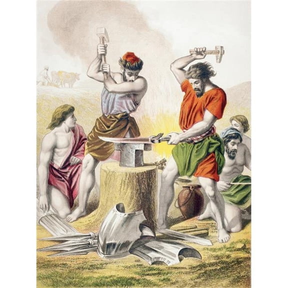 Beating The Swords Into Ploughshares From The Holy Bible Published By William Collins, Sons, & Company In 1869 Chromolithograph By J.M. Kronheim & Co Poster Print, 12 x 17