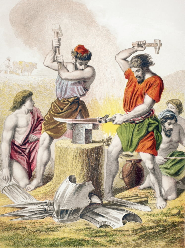 Beating The Swords Into Ploughshares From The Holy Bible Published By William Collins Sons & Company In 1869 Chromolithograph By JM Kronheim & Co Canvas Art - Ken Welsh Design Pics (24 x 34)