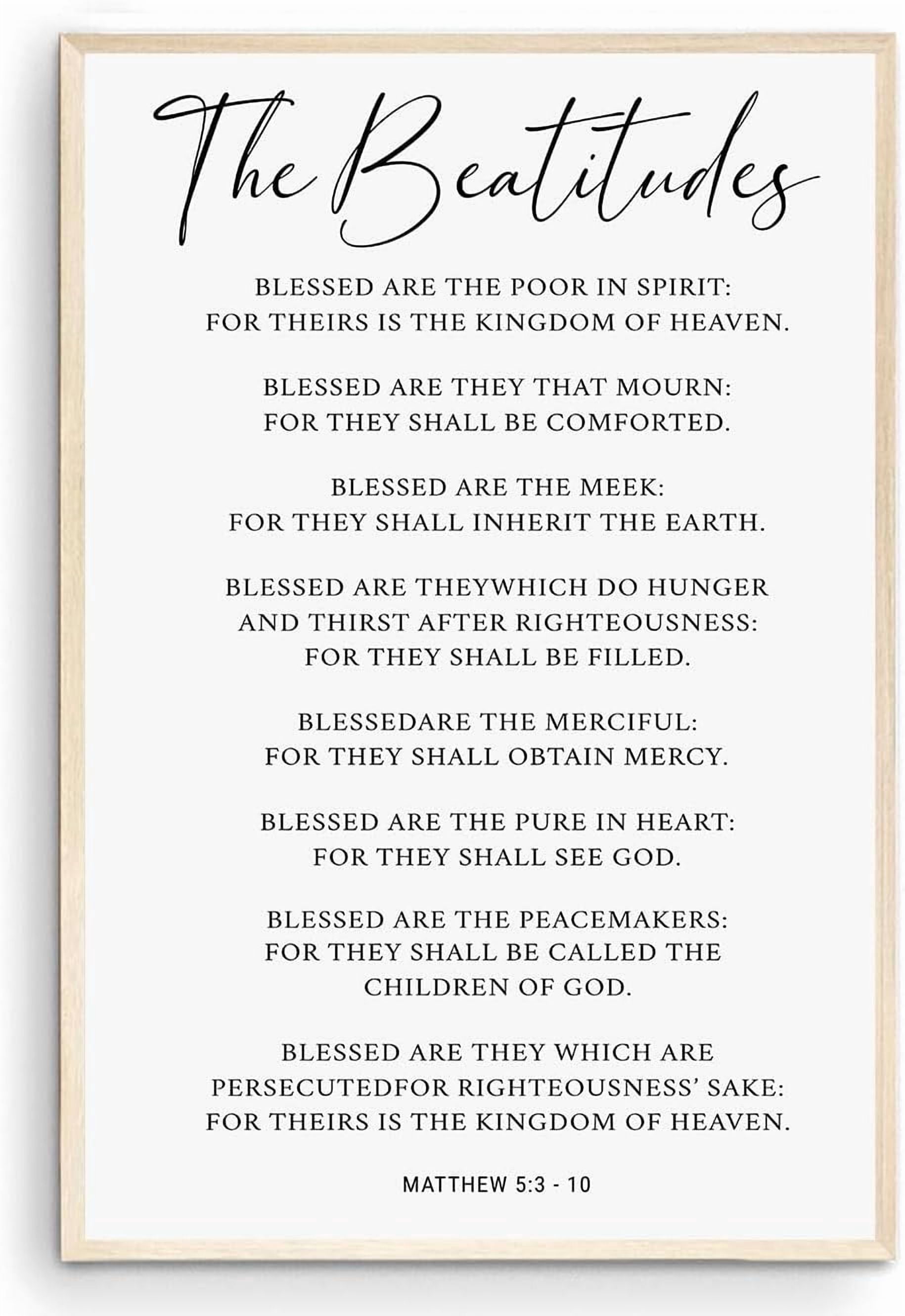 Beatitudes Bible Verse Wall Art, Christian Scripture Poster Matthew ...