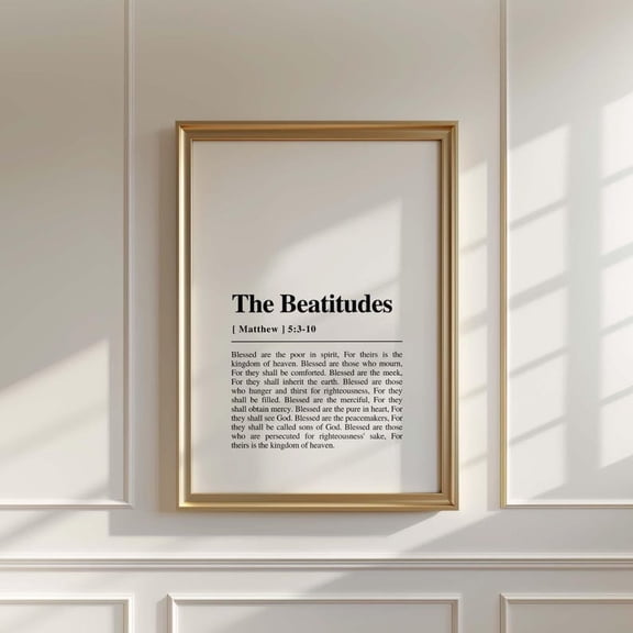 Beatitudes Matthew 5 Scripture Christian Wall Art, Unframed Canvas Size 24x36