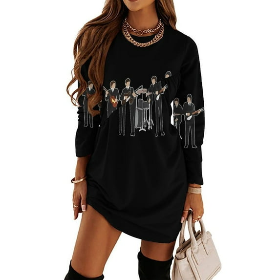 Beatle Vintage Retro Line Up Long Sleeved Dress dresses for women womens clothing dresses for official occasions