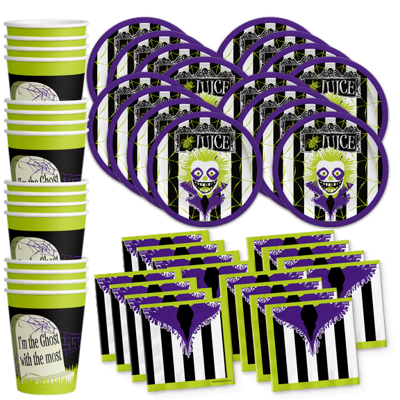 Beatlejuice Party Supplies Tableware Set Includes Plates Napkins Cups - Kit for 16