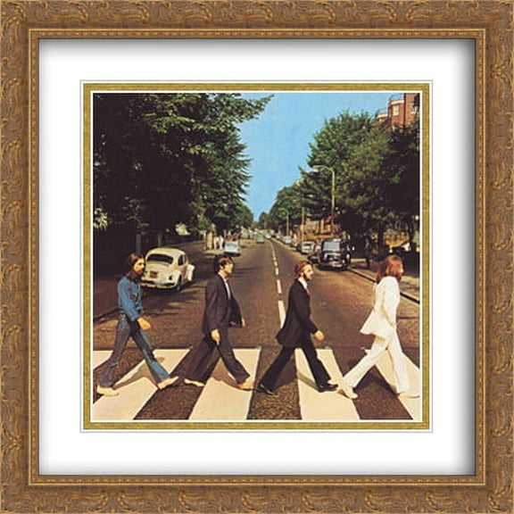 Beatles - Abbey Road 2x Matted 28x28 Large Gold Ornate Framed Art Print