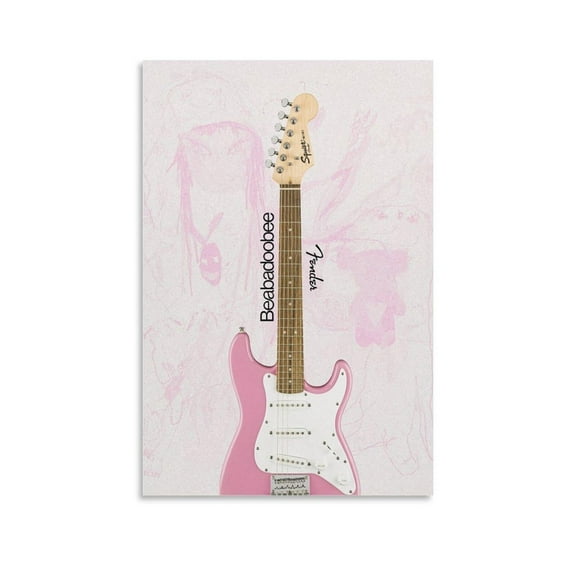 Beatopia Pink Guitar Poster Canvas Poster Bedroom Decoration Landscape Office Valentine's Birthday Gift