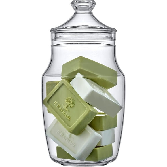 - Beatrice - Acrylic Apothecary Jar (66 oz), Bathroom Canister, Decorative Jar, Vanity Organizer, Kitchen Storage, Candy Buffet, Wedding Display, BPA-Free and Shatter-Proof