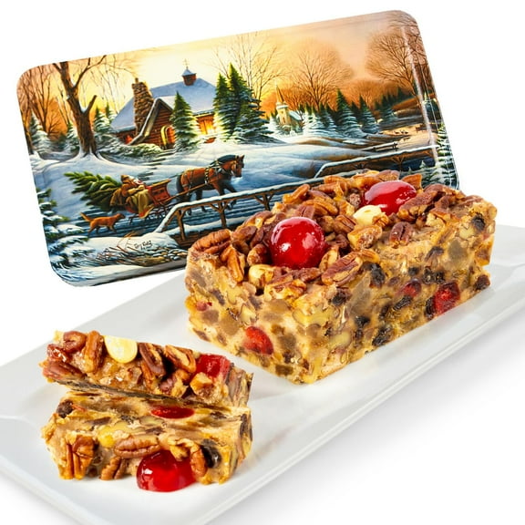 Beatrice Bakery Co. Original Fruitcake in Holiday Tin, Grandma's Old Fashioned Fruit and Nut Freshly Made, Brandy, Bourbon and Rum Fruitcake, Est. 1917 (16 oz Tin)