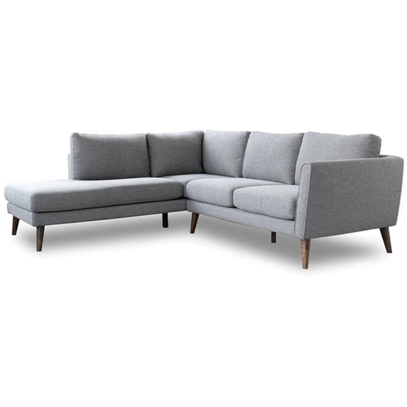 Beatrice Gray Microfiber Modern Living Room Left Facing Corner Sectional Sofa