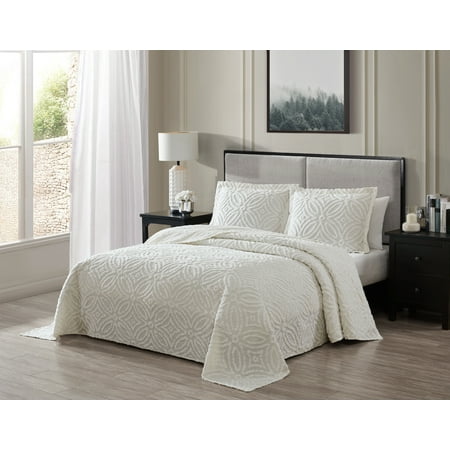 Beatrice Home Fashions Alicia Wedding Chenille Bedspread, Full, Ivory