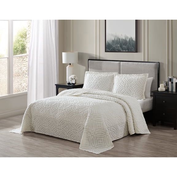 Beatrice Home Fashions Alicia Wedding Chenille Bedspread, Full, Ivory