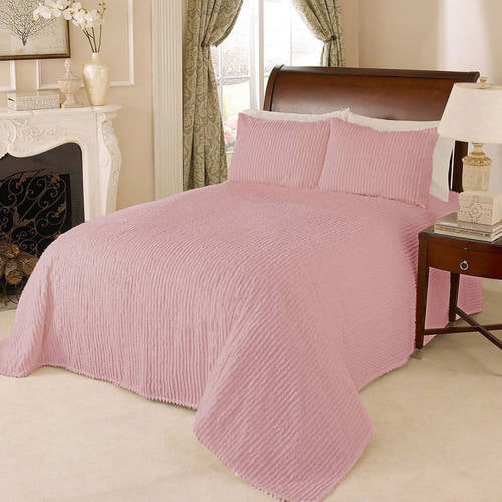 Beatrice Home Fashions Channel Chenille Bedspread Queen Rose