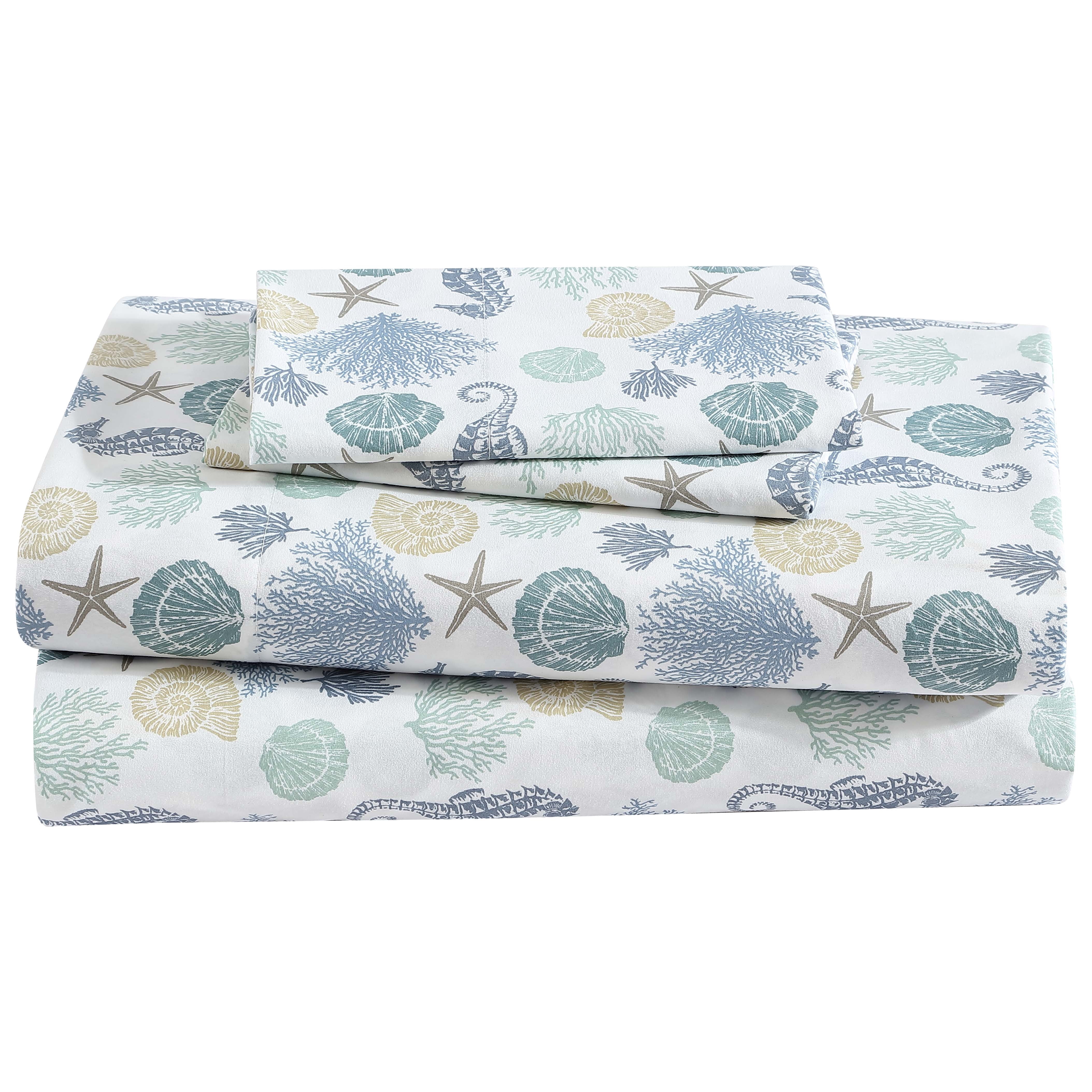 Beatrice Home Fashions Coastal Print Microfiber 4PC Sheet Set King Briella