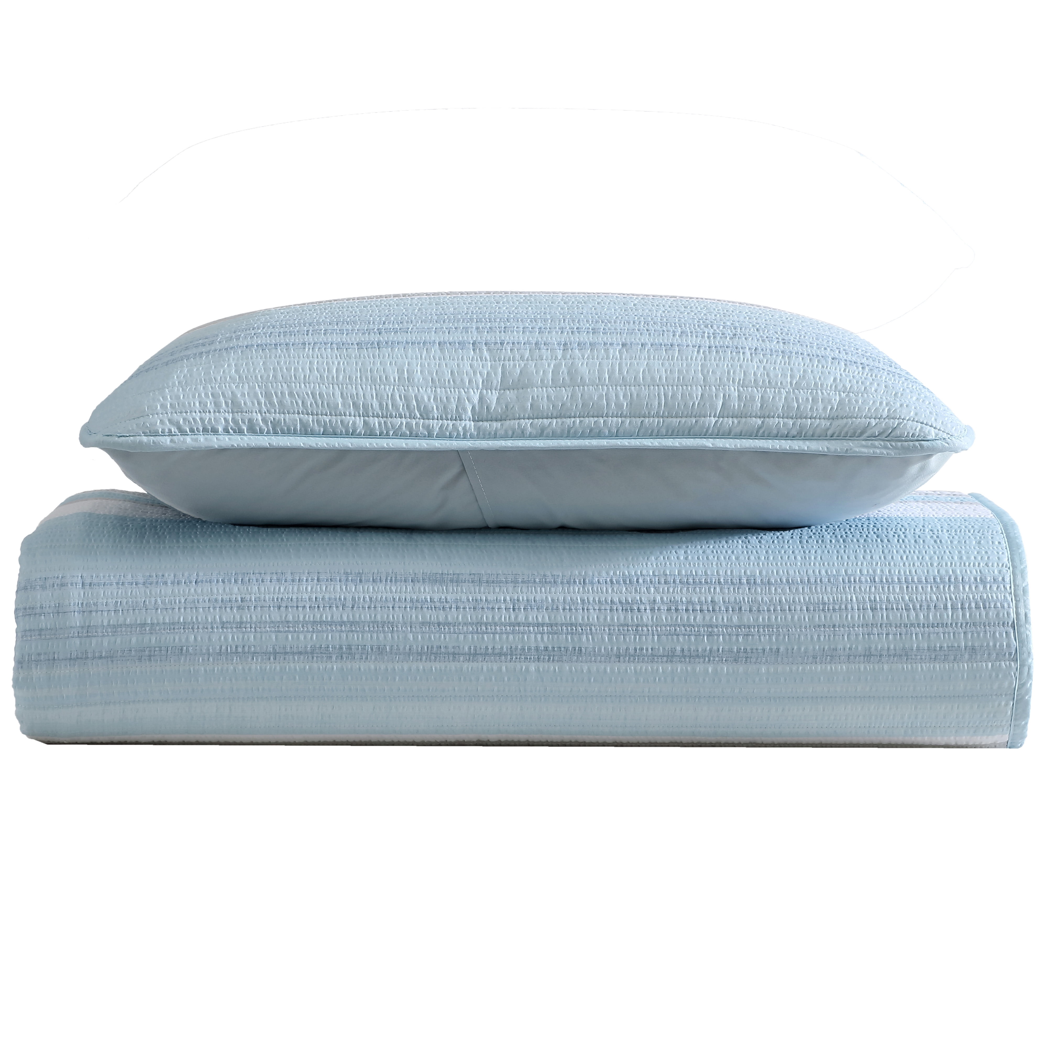 Beatrice Home Fashions, Coralinn Stripe 2PC Quilt Set, Twin, Blue/Gray