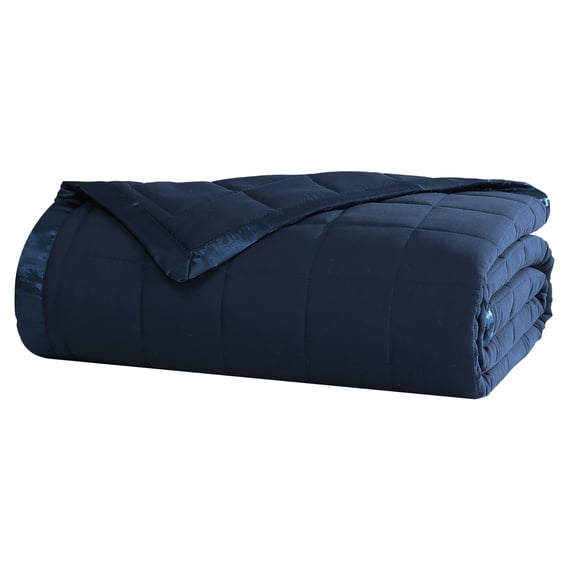 Beatrice Home Fashions, Down Alt Blanket with Satin Trim, Twin, Insignia Blue