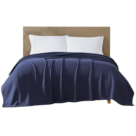 Beatrice Home Fashions, GOTS Organic Cotton Blanket, King, Navy Blue