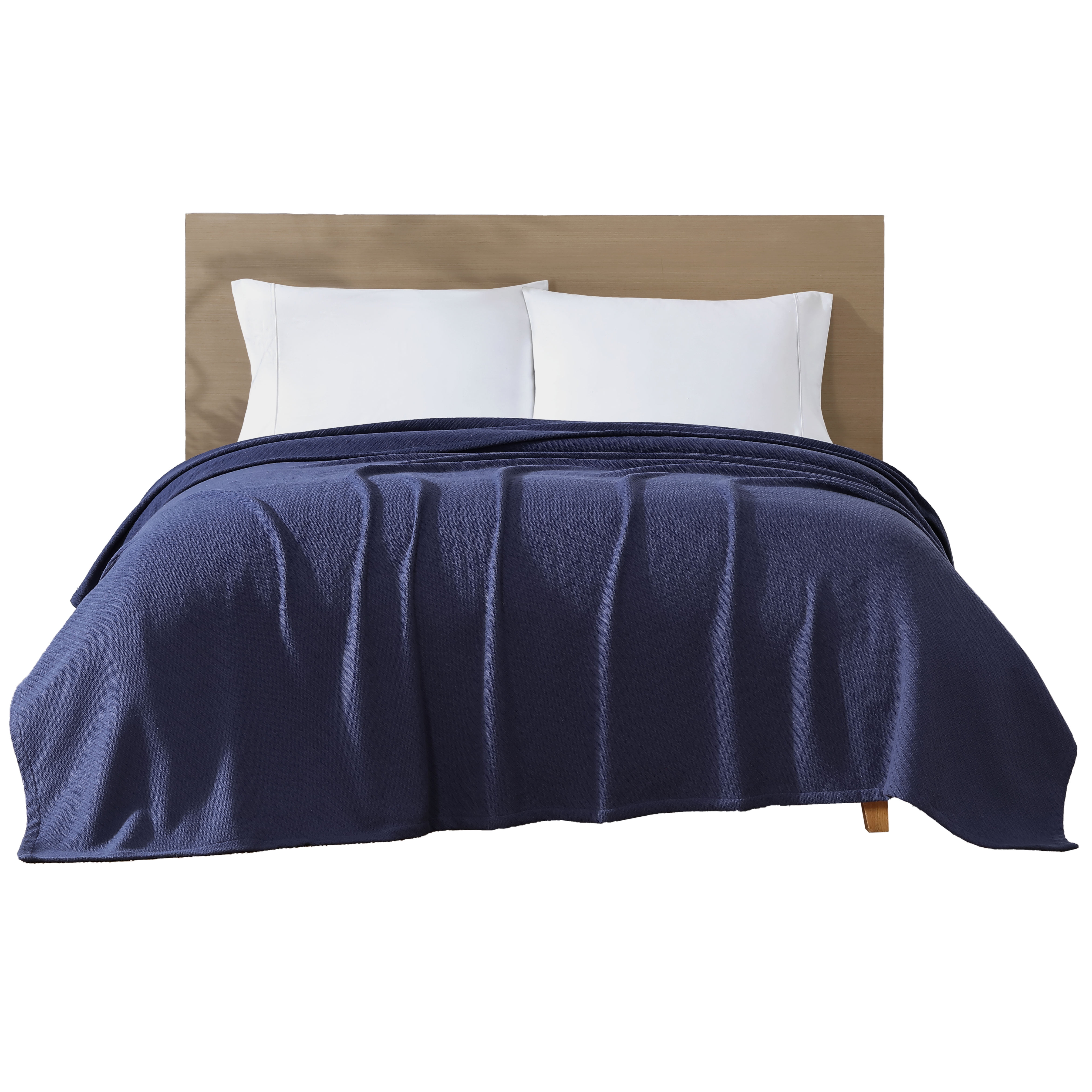 Beatrice Home Fashions, GOTS Organic Cotton Blanket, Twin, Navy Blue