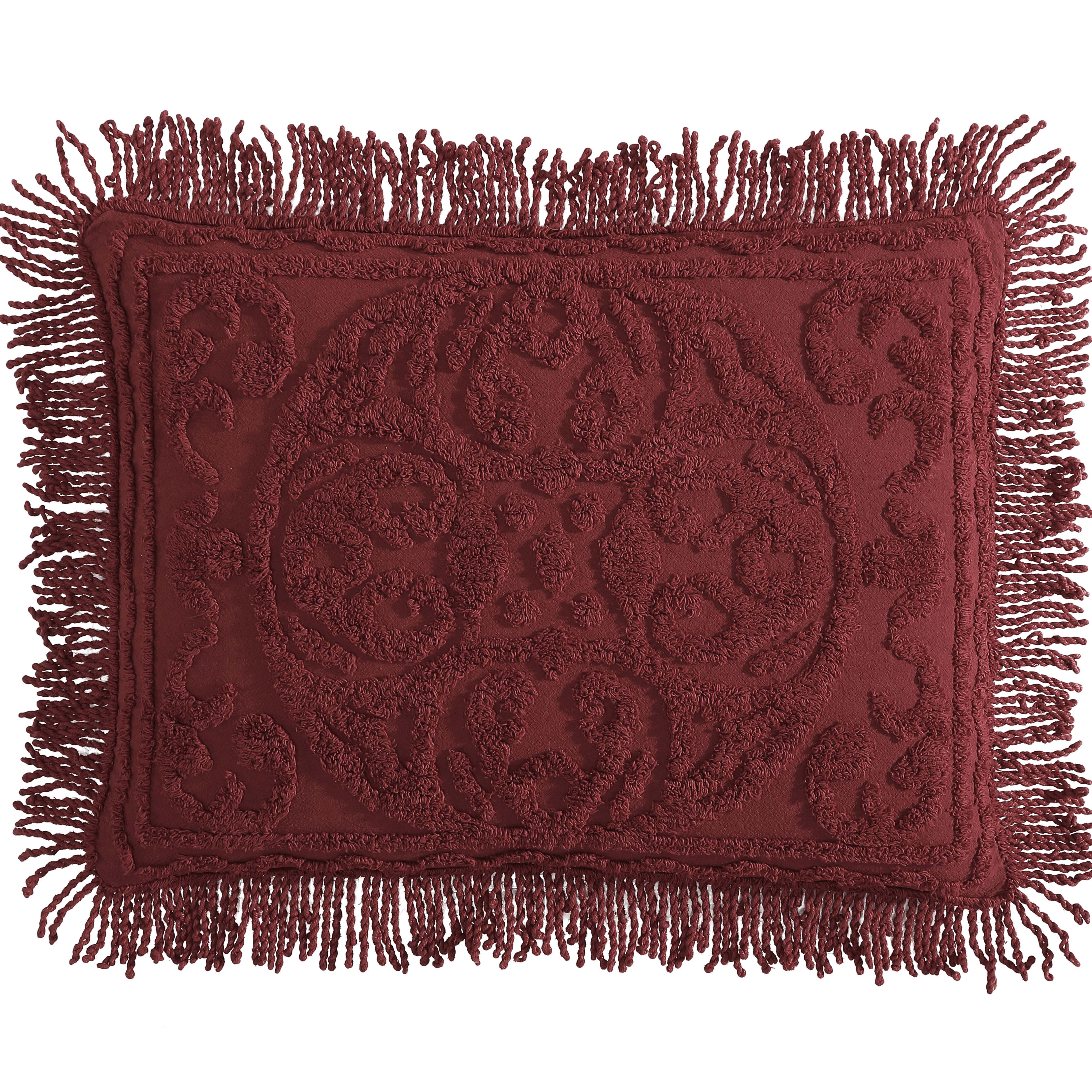 Beatrice Home Fashions Medallion Chenille King Sham Burgundy