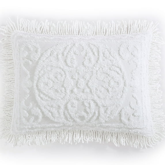 Beatrice Home Fashions Medallion Chenille King Sham White