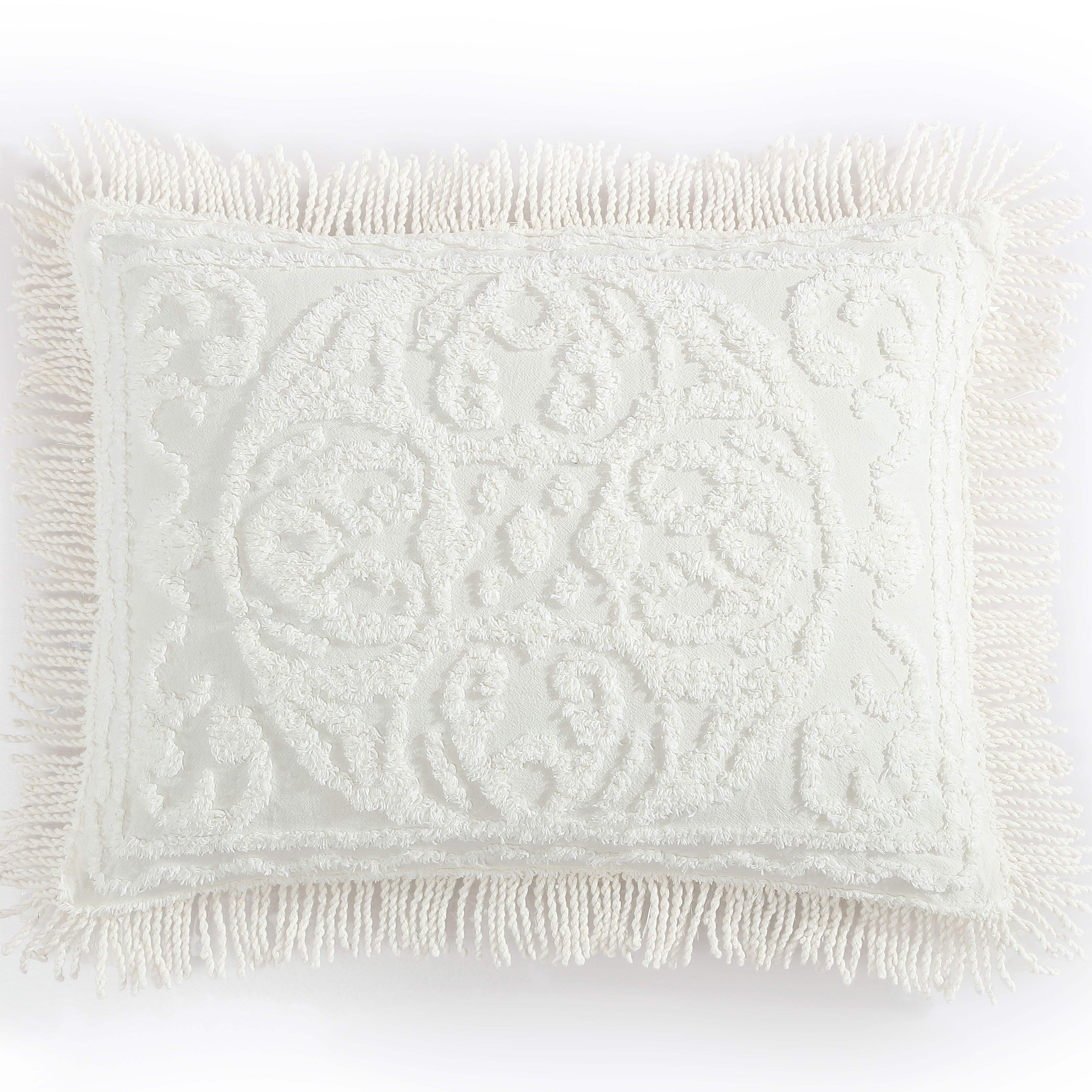 Beatrice Home Fashions Medallion Chenille Standard Sham White